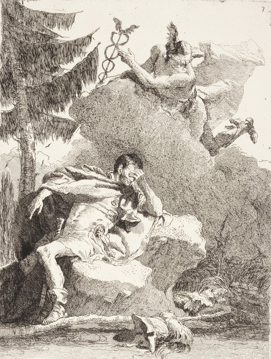 Mercurio Aparece a Eneas en un Sueño, c.1770 de Giovanni Domenico Tiepolo