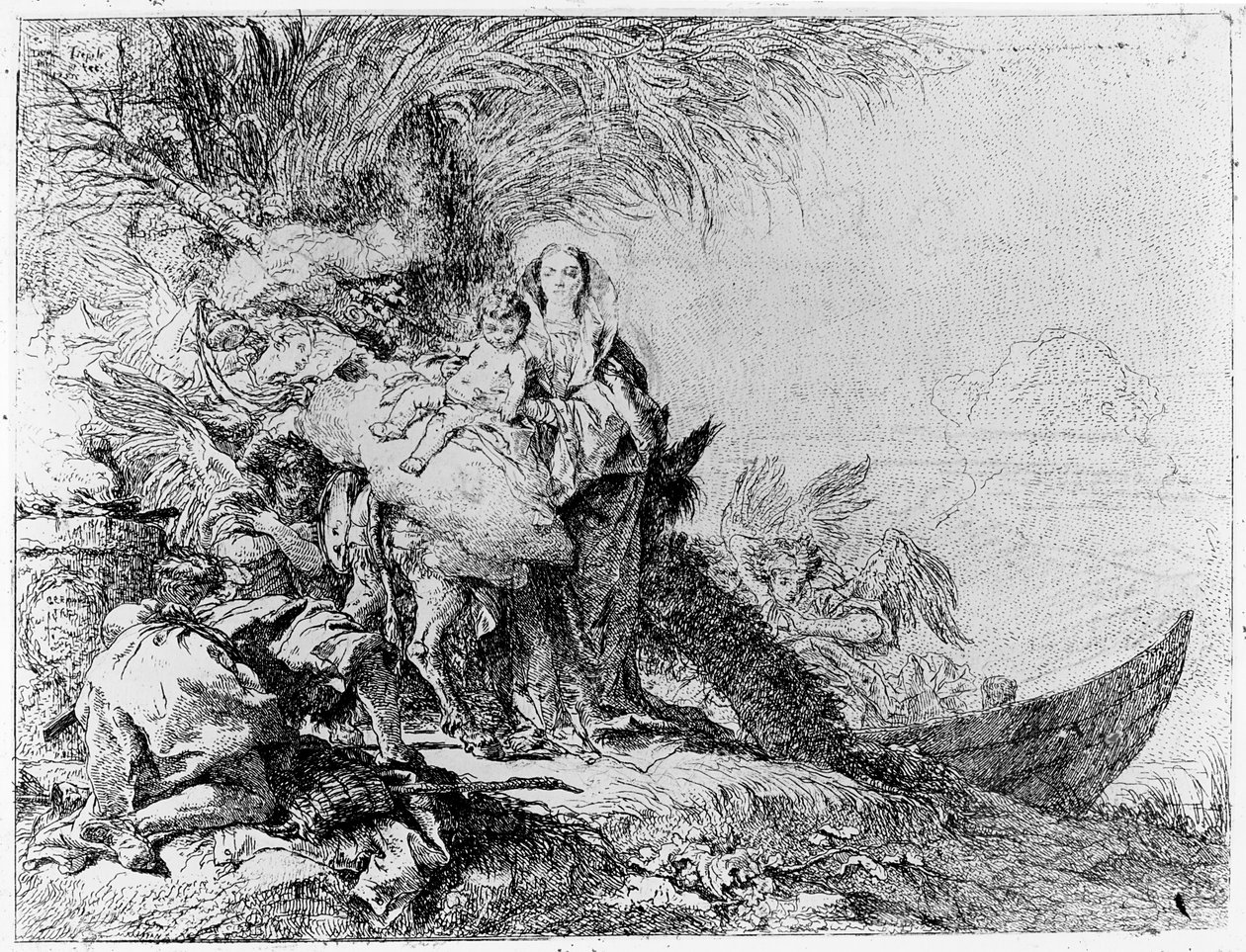 La huida a Egipto, c.1750 de Giovanni Domenico Tiepolo