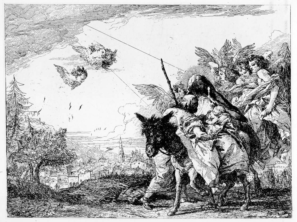 La huida a Egipto, c.1750 de Giovanni Domenico Tiepolo