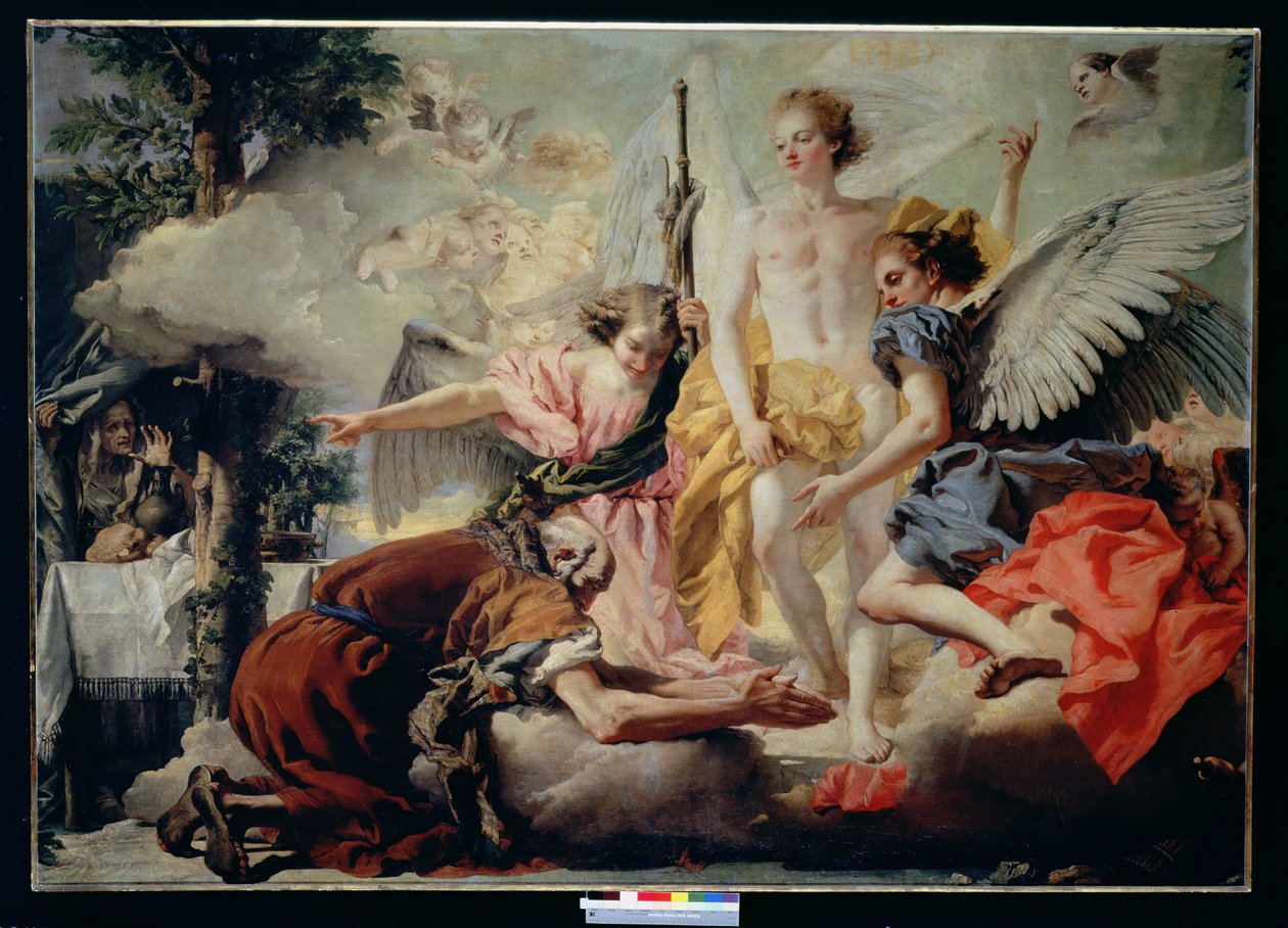 Abraham y los tres ángeles de Giovanni Domenico Tiepolo