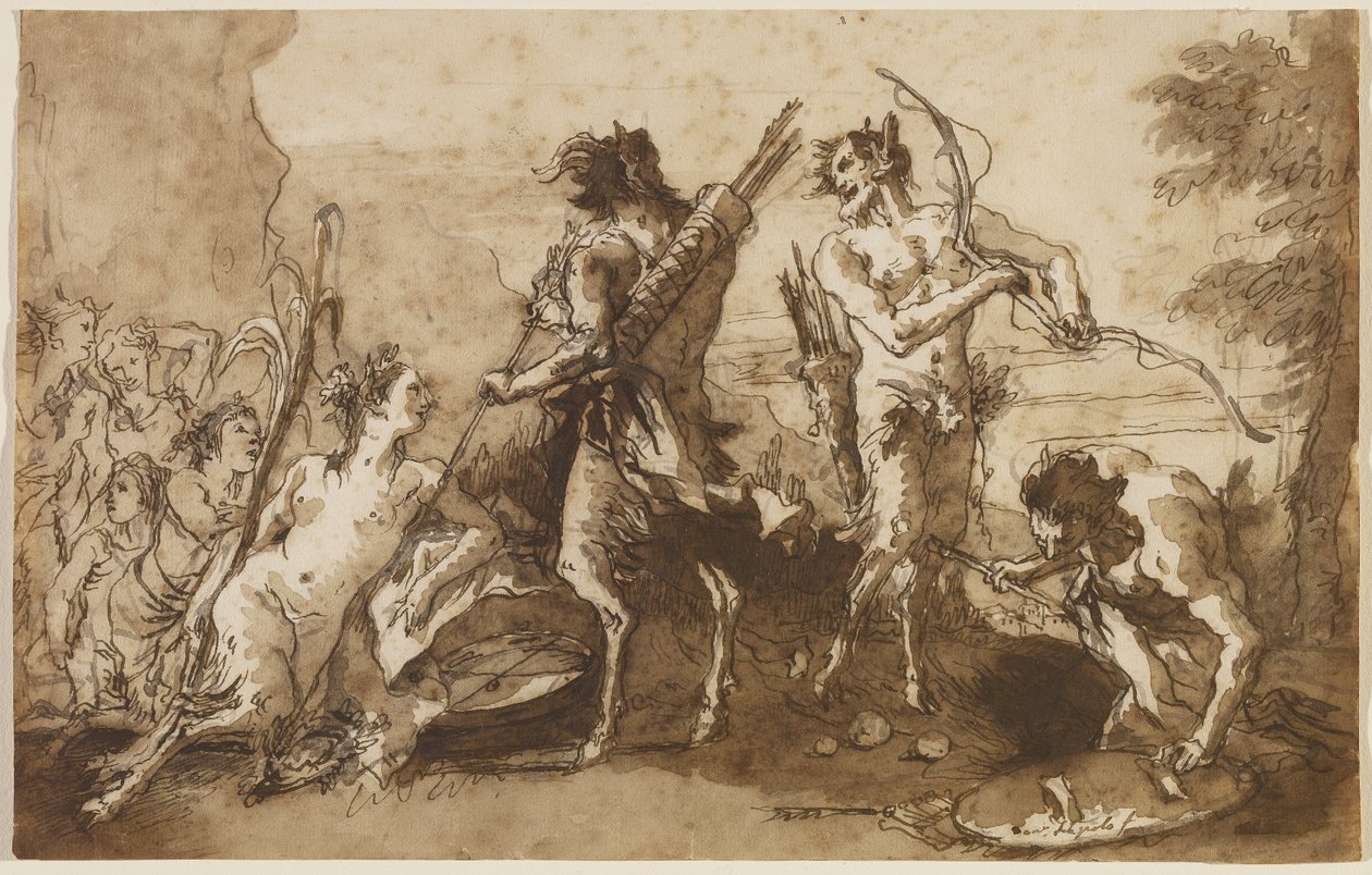Sátiros y sátiresas en un paisaje, c.1770 de Giovanni Domenico Tiepolo