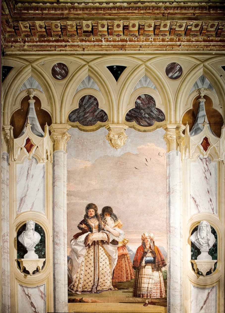El paseo de invierno, de la Sala del Pabellón Gótico, en la Foresteria, 1757 de Giovanni Domenico Tiepolo