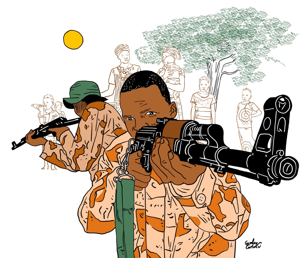 África militar, 2022 (digital) de Gianluca Costantini