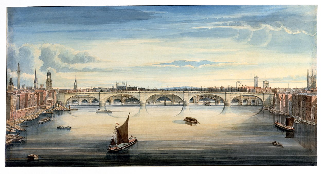 Vista oeste del Puente de Londres Nuevo y el Puente de Londres Viejo, 1830 de Gideon Yates