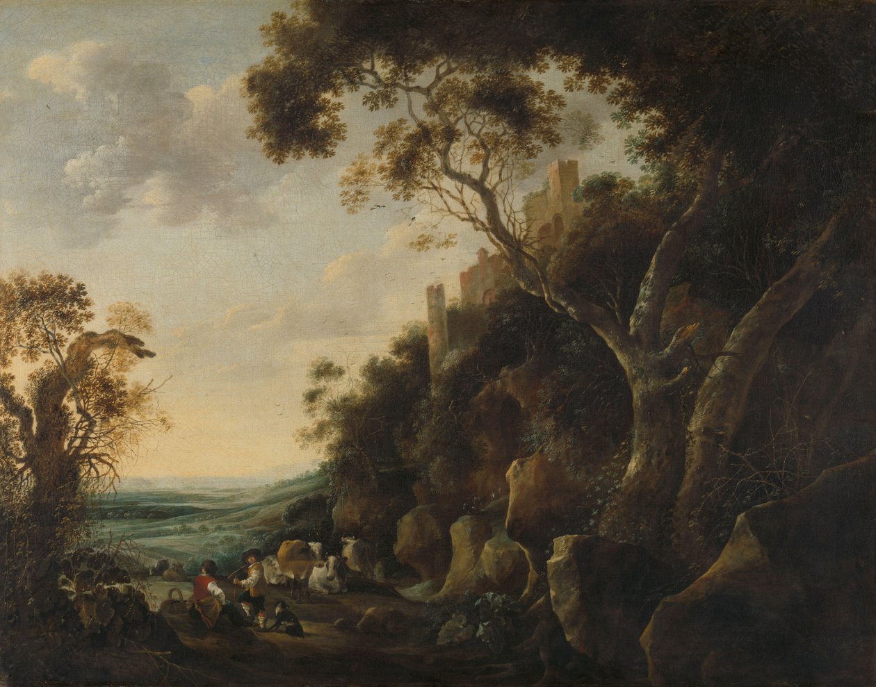 Paisaje con pastores de Gijsbert Gillisz de Hondecoeter