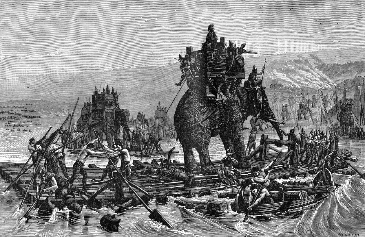 Aníbal cruzando el Ródano, 218 a.C., 1882-1884 de Gilbert