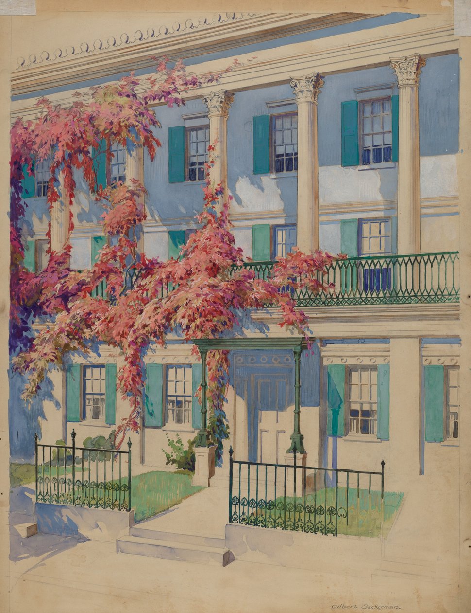 Balcón de jardín de hierro fundido de Gilbert Sackerman