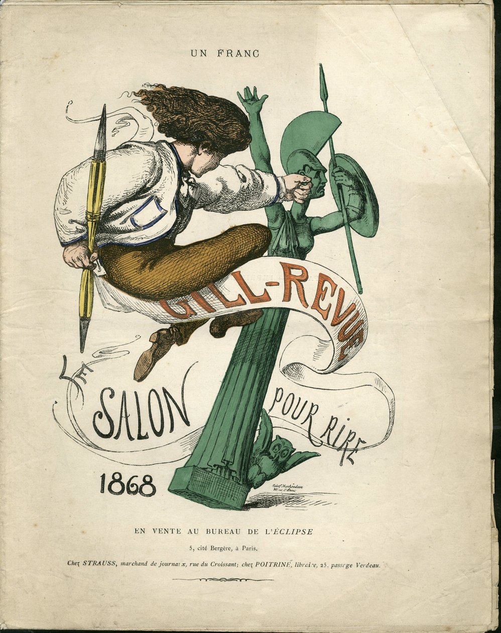 Ilustración de Louis Alexandre Gosset de Guines dit Gill (1840-1885) para la portada de "Gill-Revue" de Gill