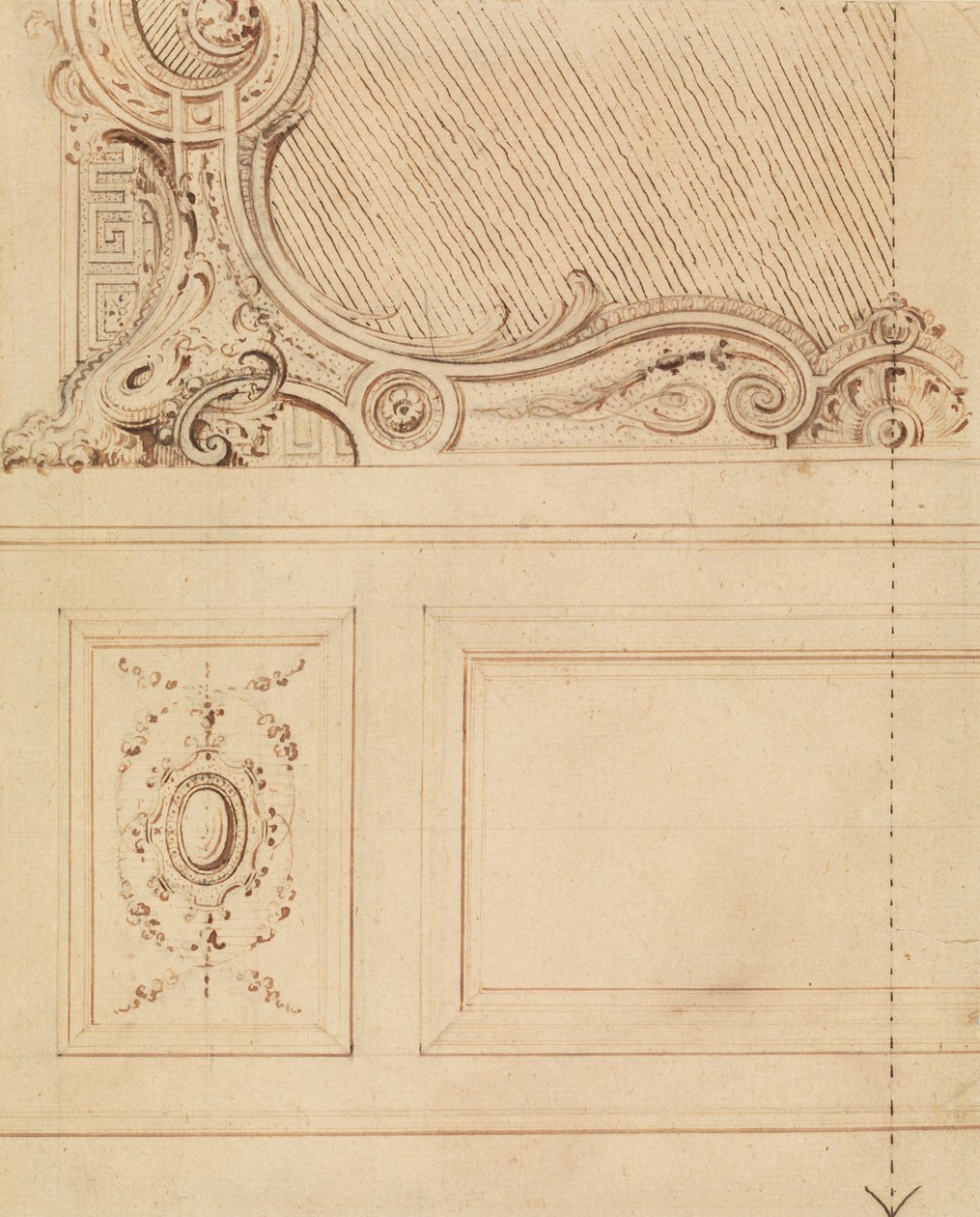 Diseño para la parte inferior de un panel de pared de Gilles Marie Oppenord