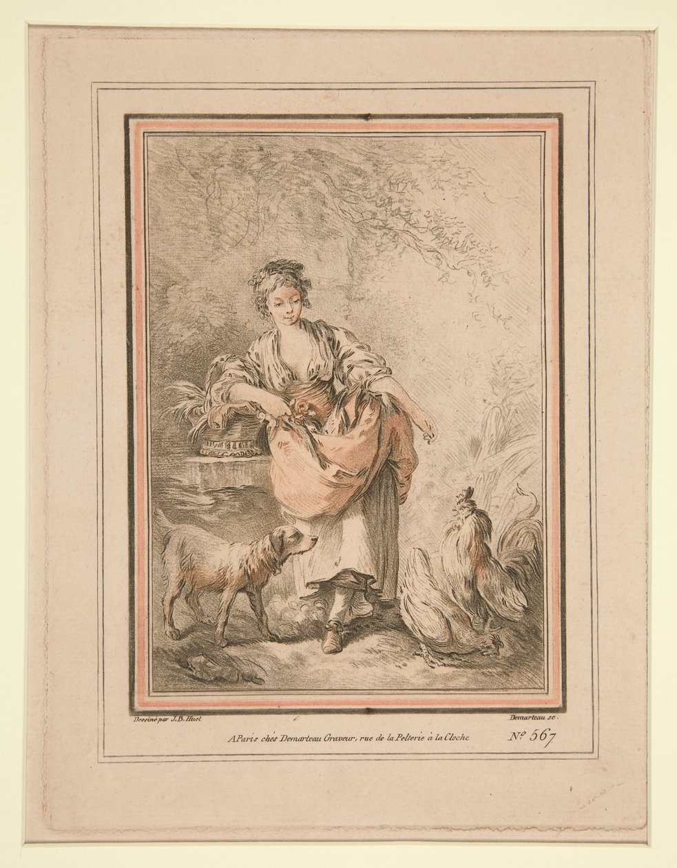 Chica alimentando gallinas de Gilles Demarteau