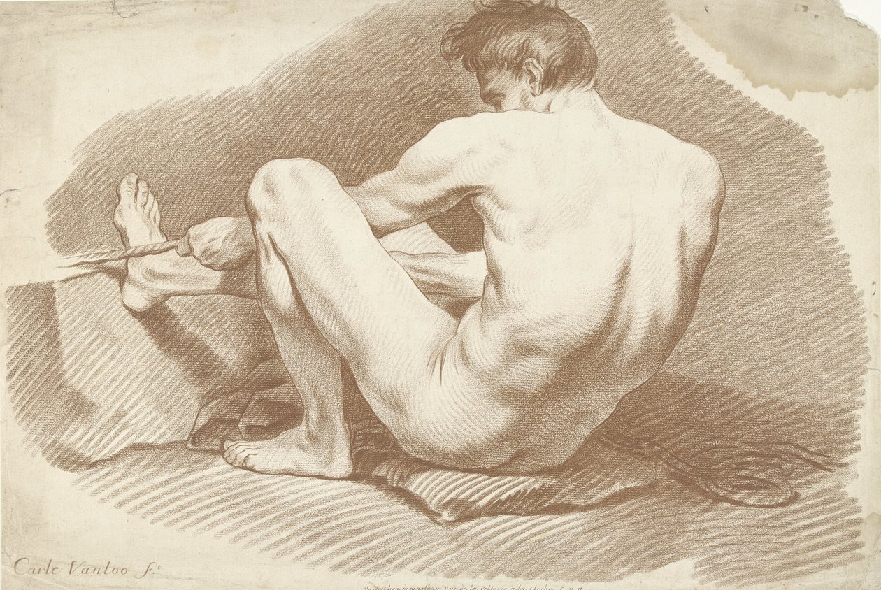 Desnudo masculino sentado con cuerda de Gilles Demarteau