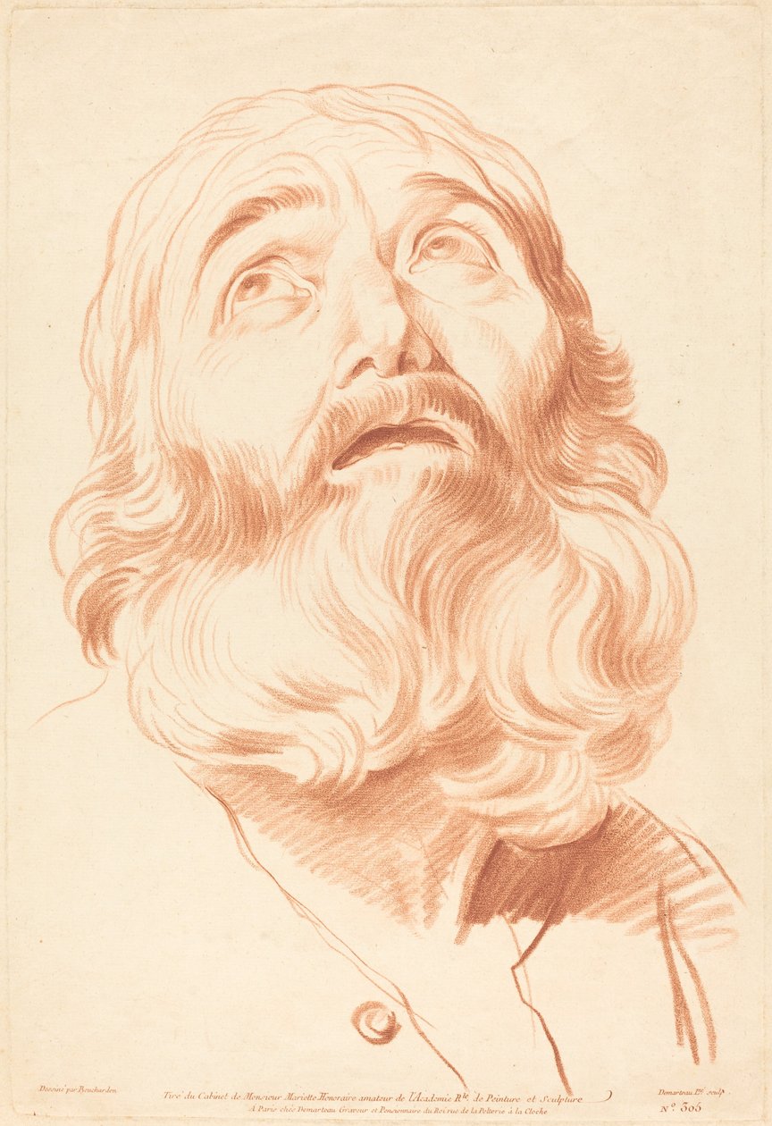 Cabeza de un hombre de Gilles Demarteau, the Elder after Edme Bouchardon