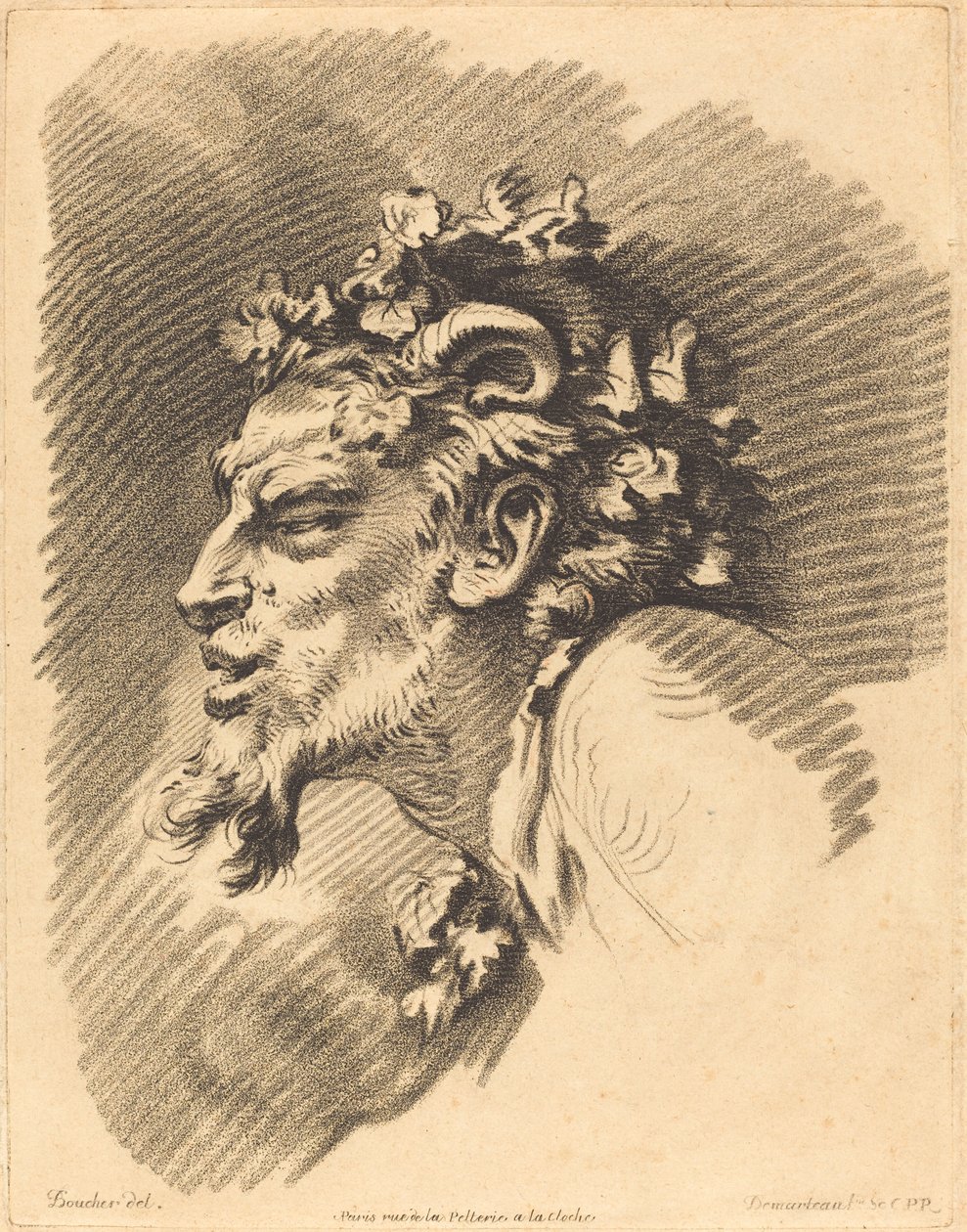 Cabeza de un fauno de Gilles Demarteau, the Elder after François Boucher