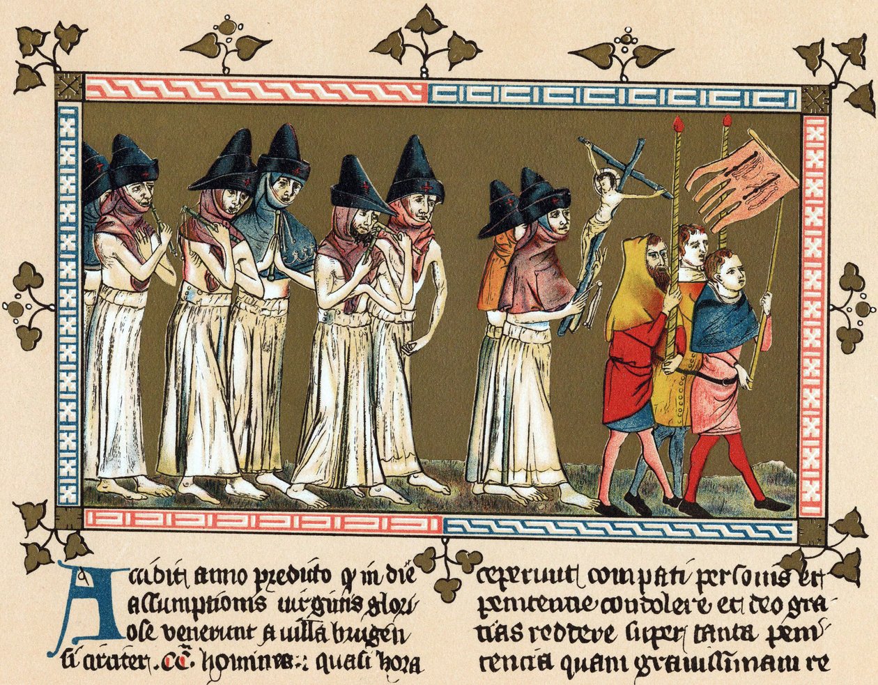 Flagelantes o Hermanos de la Cruz en Doornik en 1349 (litografía) de Gilles Le Muisit