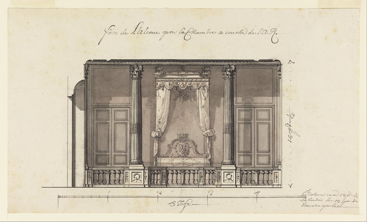 Alcoba del Duque de Orleans, Palais Royal, París de Gilles Marie Oppenord