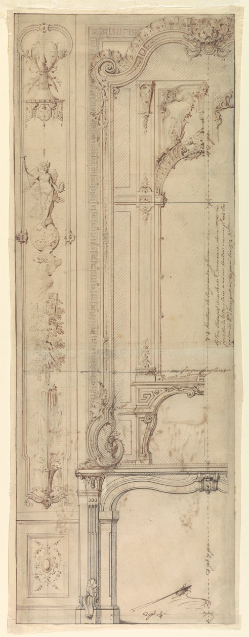 Diseños para chimeneas para el Hôtel de Pomponne, Place des Victoires, París de Gilles Marie Oppenord