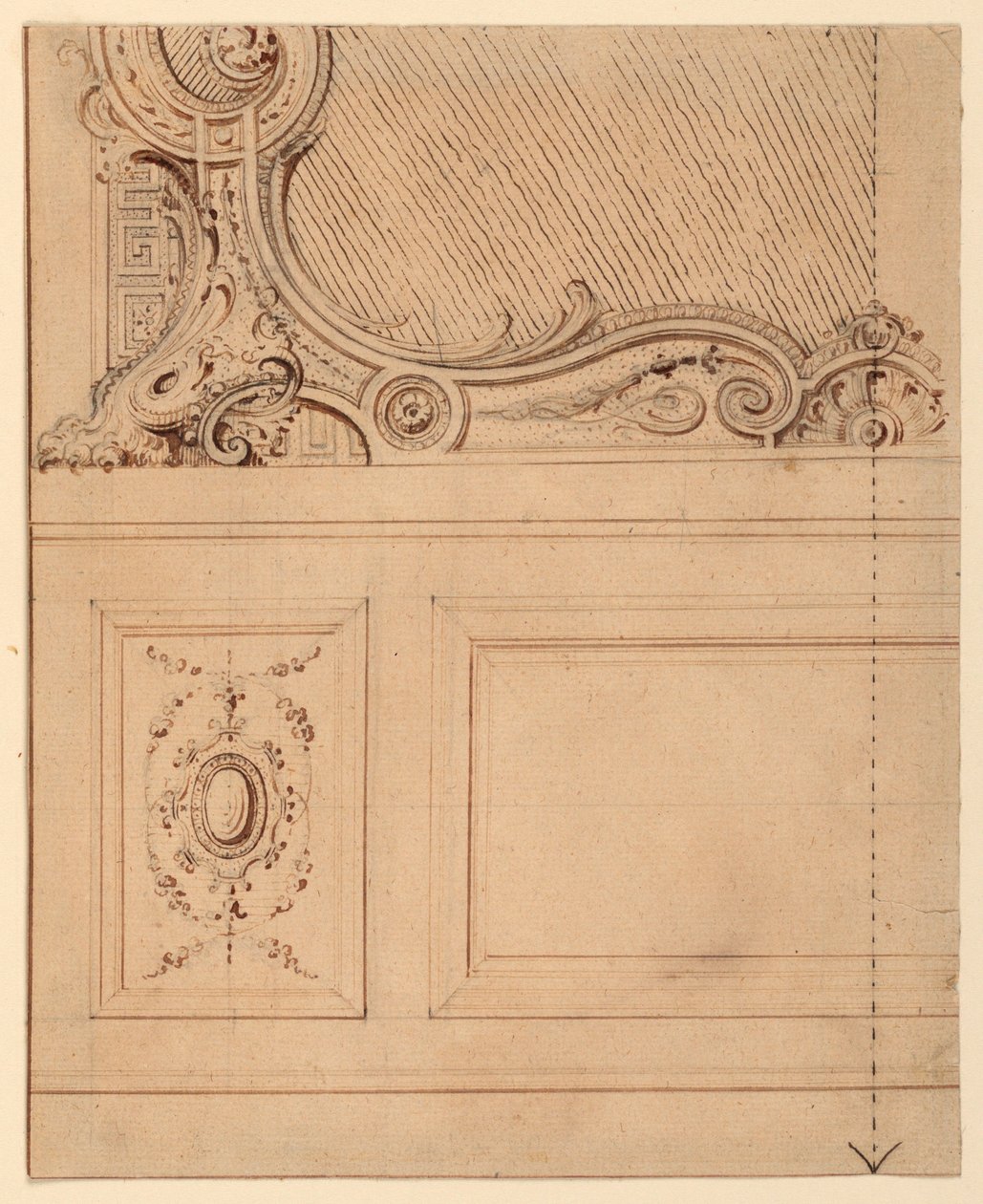 Dibujo para la parte inferior de un panel mural, 1714 de Gilles Marie Oppenord
