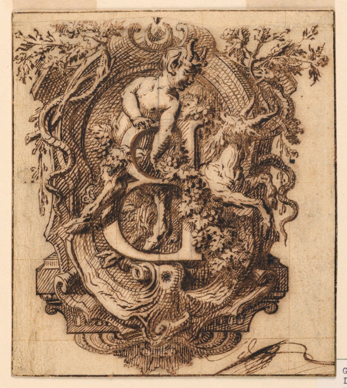 Diseño Ornamental para la Letra B de Gilles Marie Oppenord