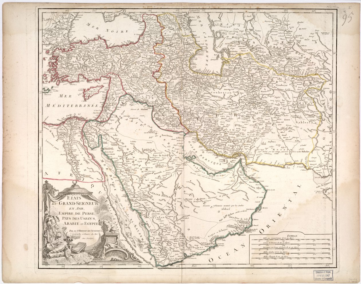 Estados del Gran Señor en Asia - Imperio de Persia, País de los Usbecs, Arabia y Egipto de Gilles Robert De Vaugondy