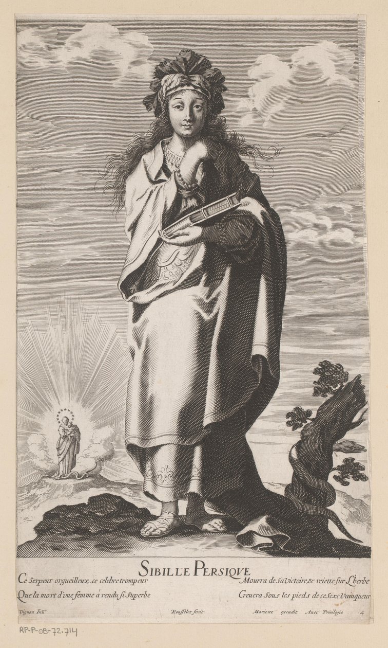 sibila persa, con María con el niño al fondo Sibille Persique (título sobre objeto) Sibilas (título de la serie) Les Sibylles (título de la serie) de Gilles Rousselet