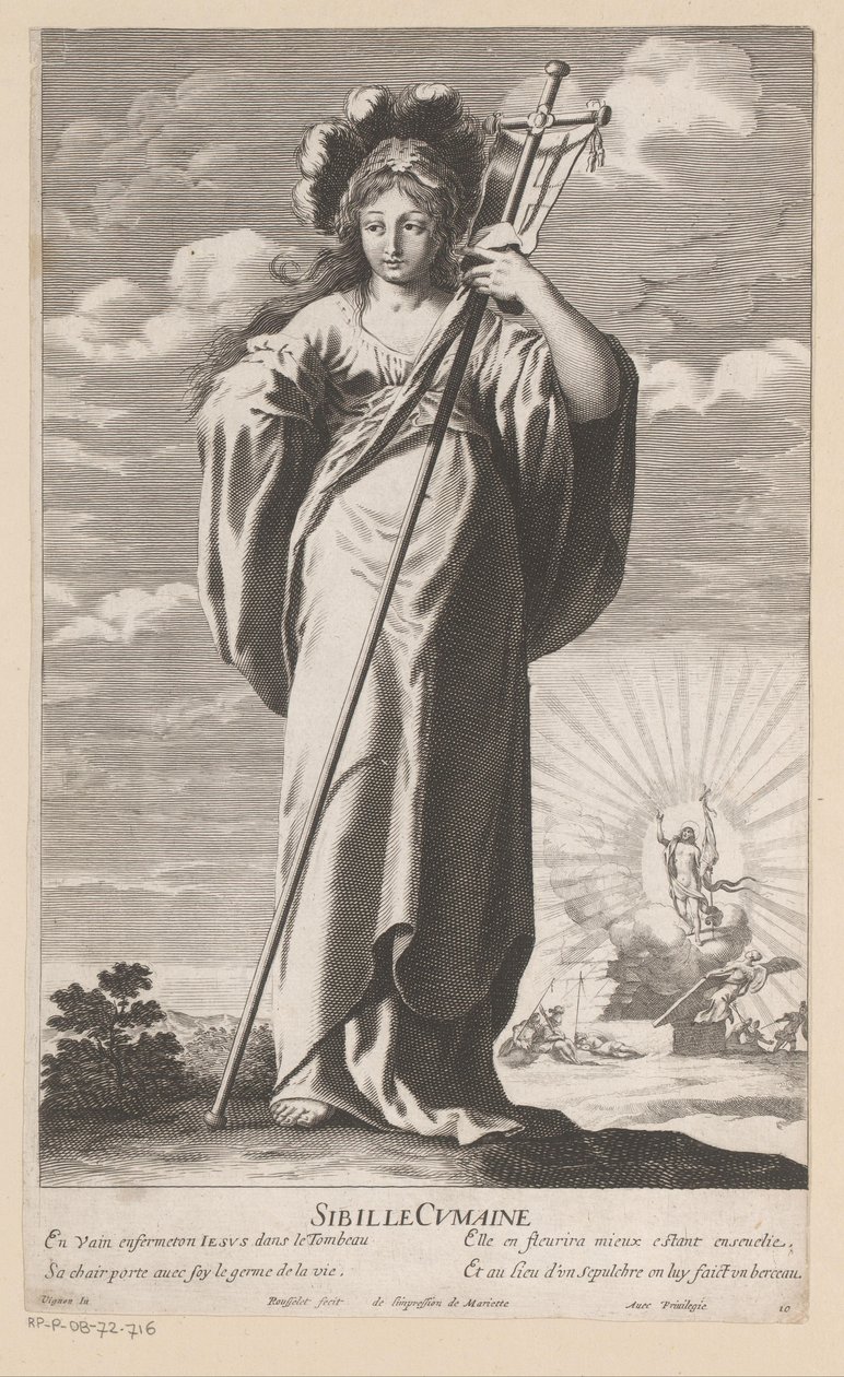 Sibila de Cumas, con la Resurrección de Cristo al fondo Sibyl Cumaine (título sobre el objeto) Sibilas (título de la serie) Les Sibylles (título de la serie) de Gilles Rousselet