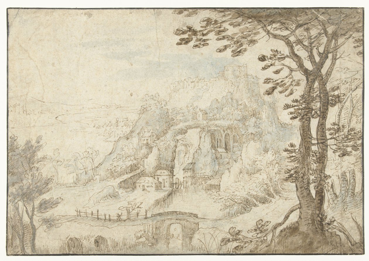Paisaje de montaña con un río de Gilles van Coninxloo (II)