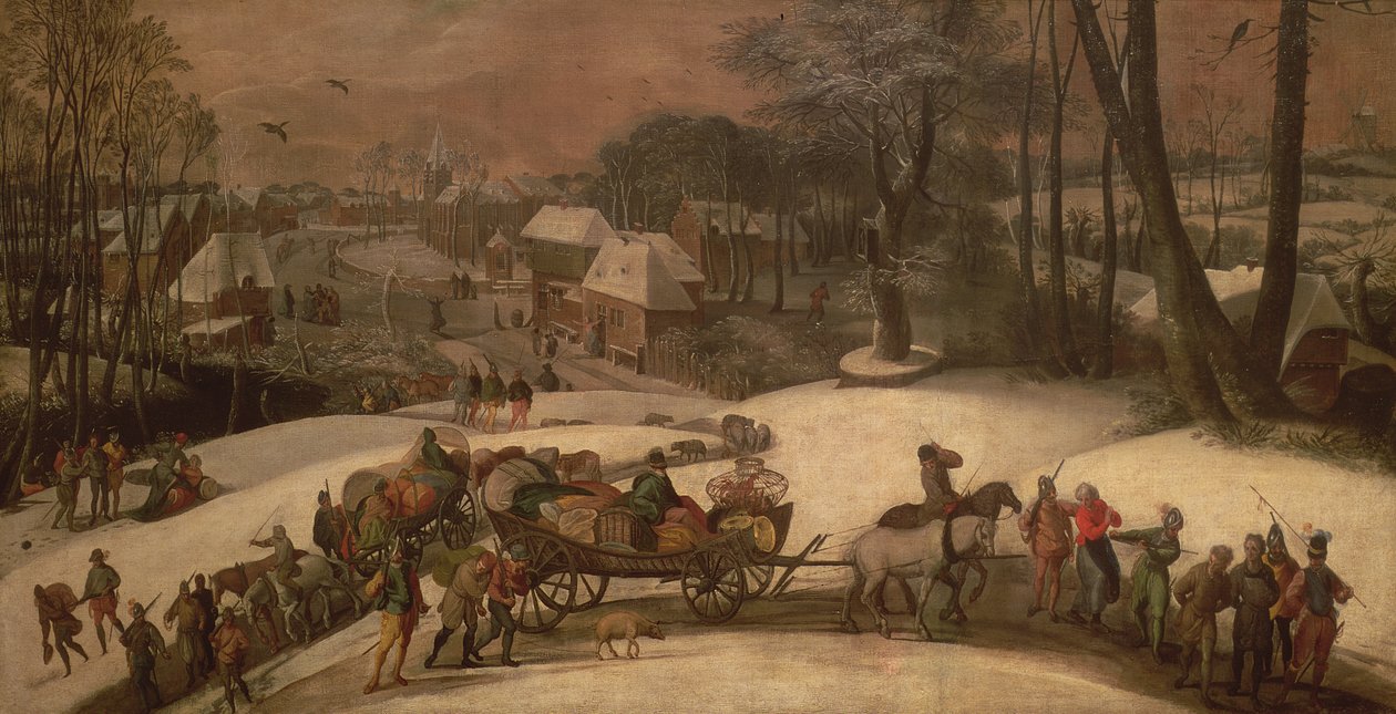 Una expedición militar en invierno, c.1590 de Gillis Mostaert