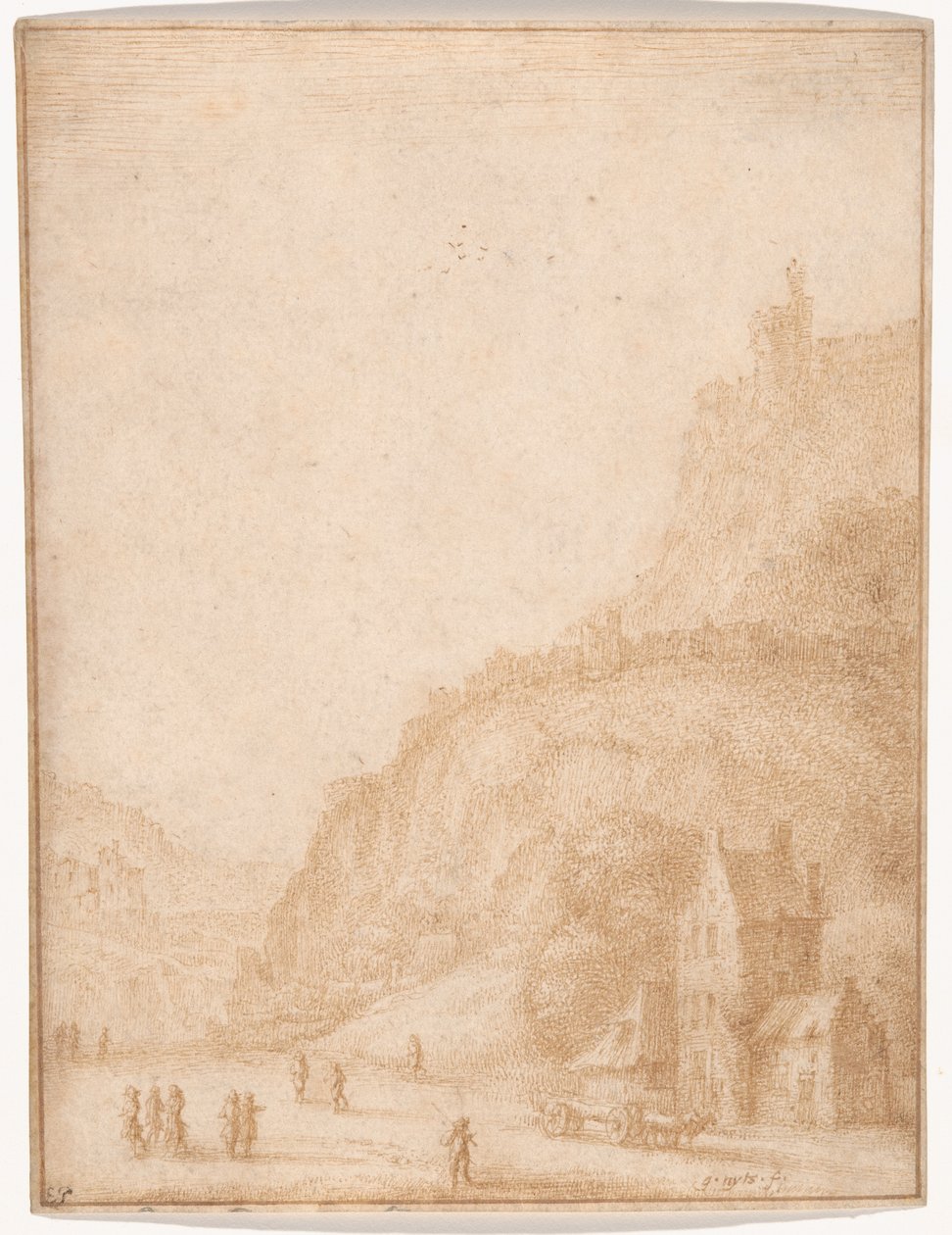 Paisaje con figuras y caballos en primer plano de Gillis Neyts