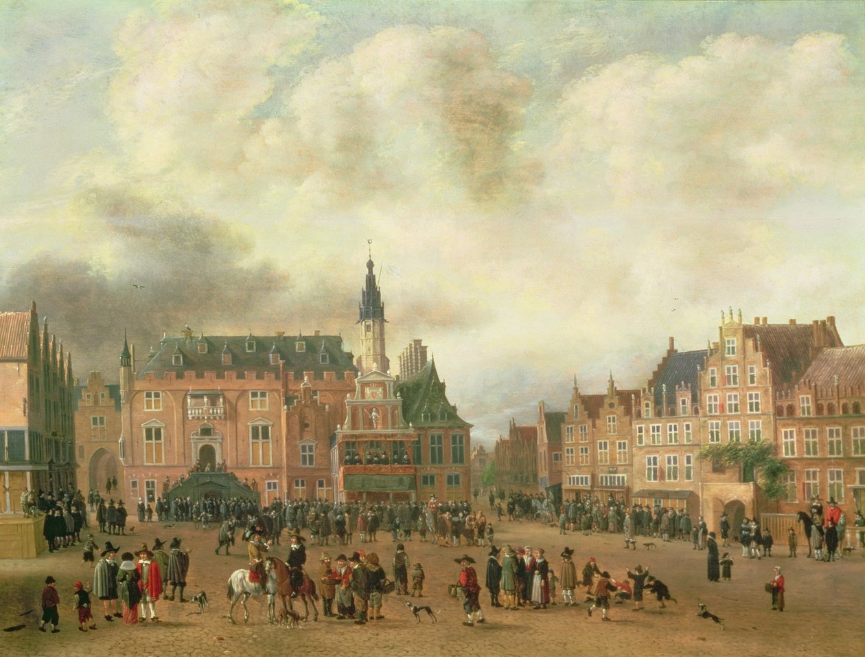 Anuncio de la Paz de Breda en el Grote Markt, Haarlem, c.1667 de Gillis Rombouts