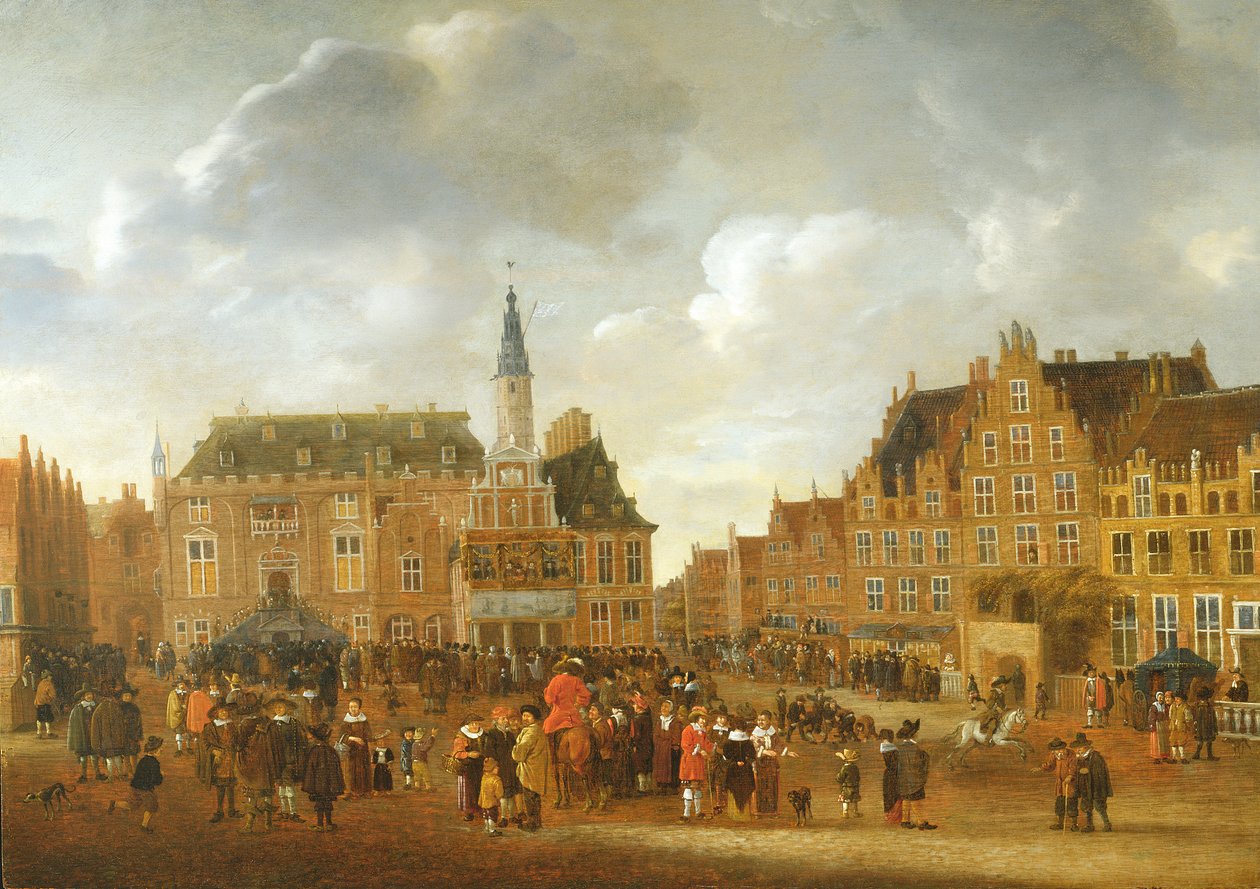 El Anuncio del Tratado de Paz de Münster en 1648 desde el Balcón del Ayuntamiento de Haarlem de Gillis Rombouts