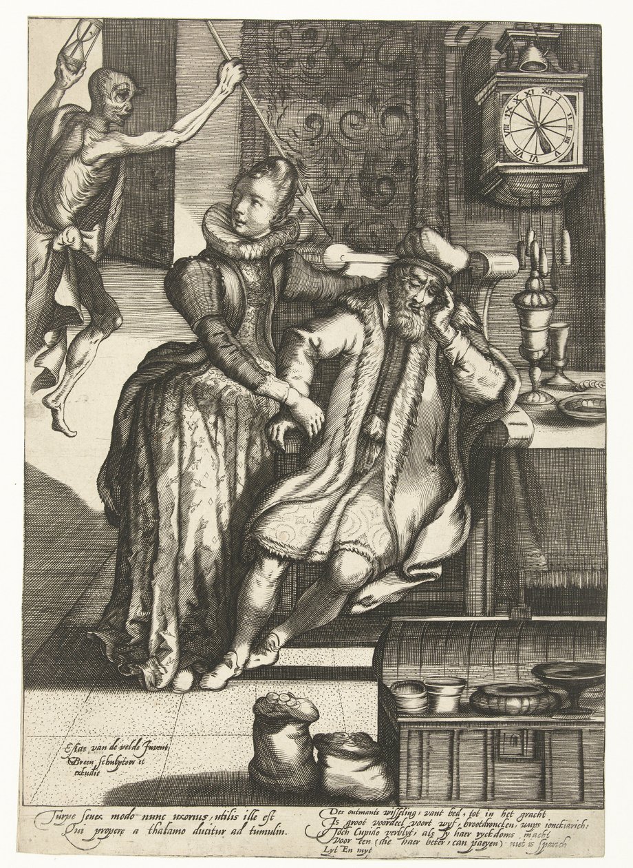 Joven con anciano amenazado por la muerte de Gillis van Breen