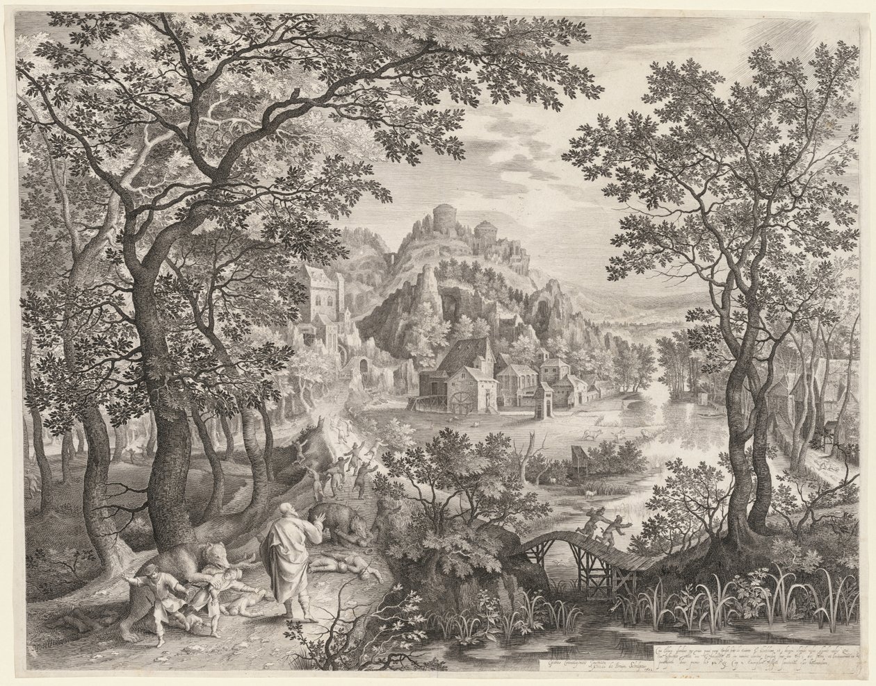 Eliseo Maldiciendo a los Niños de Betel que Están Siendo Devorados por los Osos, 1602 de Gillis van Coninxloo