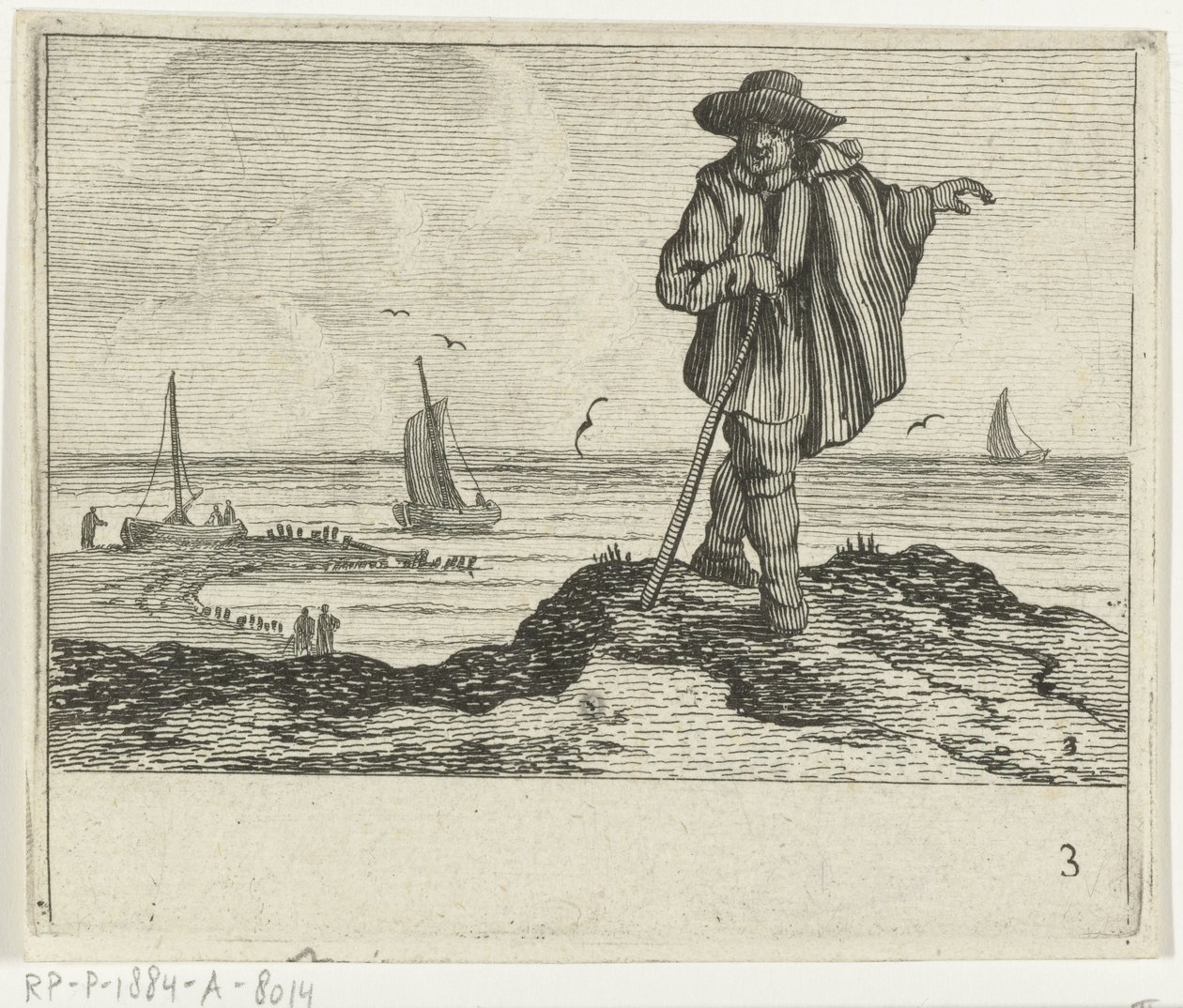 Paisaje de dunas con andador Playas y paisajes acuáticos de Verscheyden realizados por Jan Percelles (título de la serie) de Gillis van Scheyndel (I)