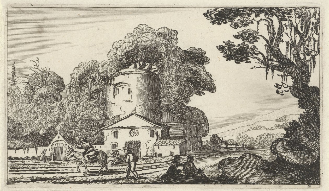 paisaje con una torre Doce paisajes con figuras (título de serie) de Gillis van Scheyndel (I)
