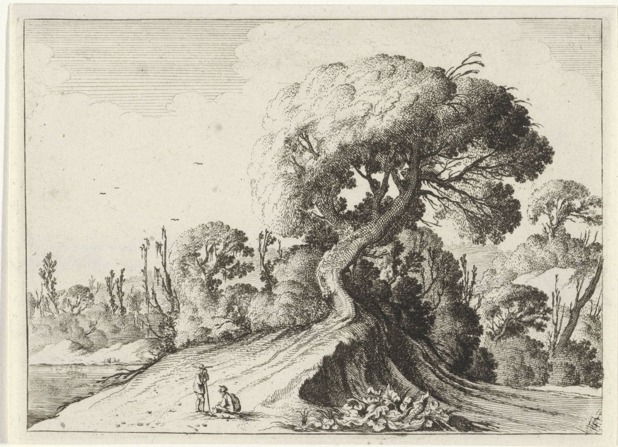 Dos hombres frente a un gran árbol. Siete paisajes (título de la serie) de Gillis van Scheyndel (I)