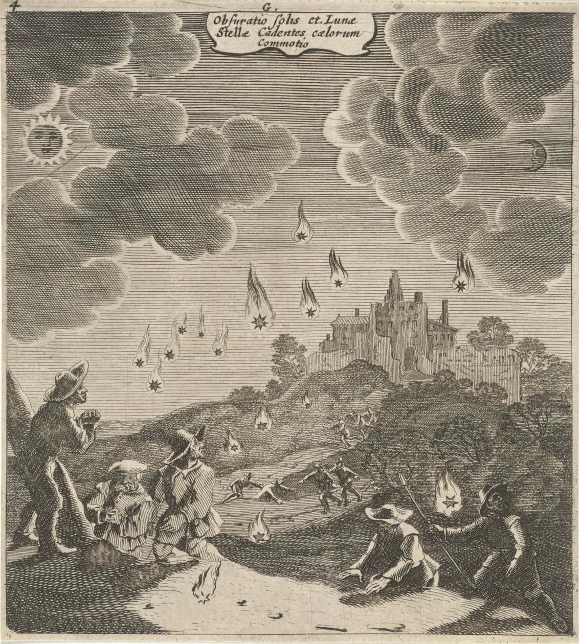 Zons- en maansverduistering El oscurecimiento del sol y la luna, la estrella fugaz, el temblor de los cielos (título sobre el objeto) de Gillis van Scheyndel (I)