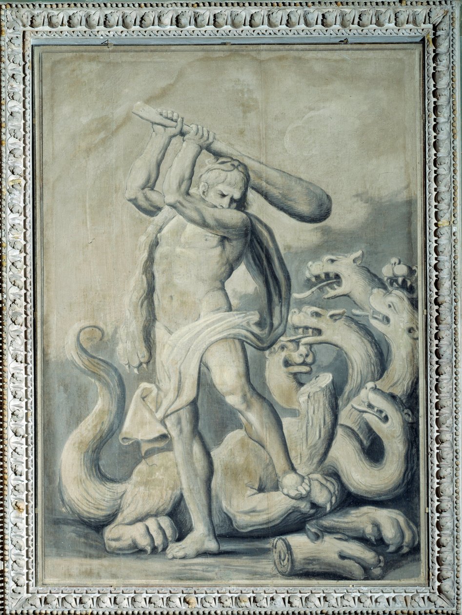 Hércules corta las siete cabezas de la Hidra de Gio Batta Celle