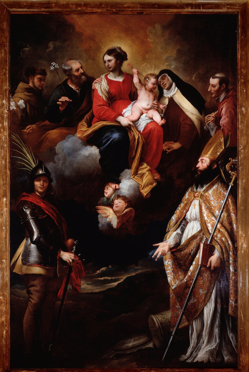 Virgen con el niño rodeada de santos (óleo sobre lienzo) de Gio Bernardo Carbone