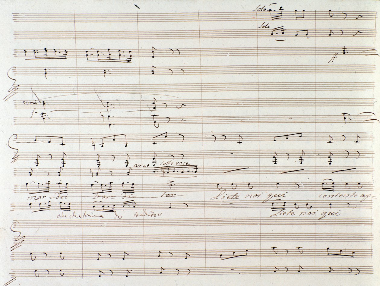 Página de partitura musical de Le Comte Ory con correcciones manuscritas de Gioacchino Rossini de Gioachino Rossini