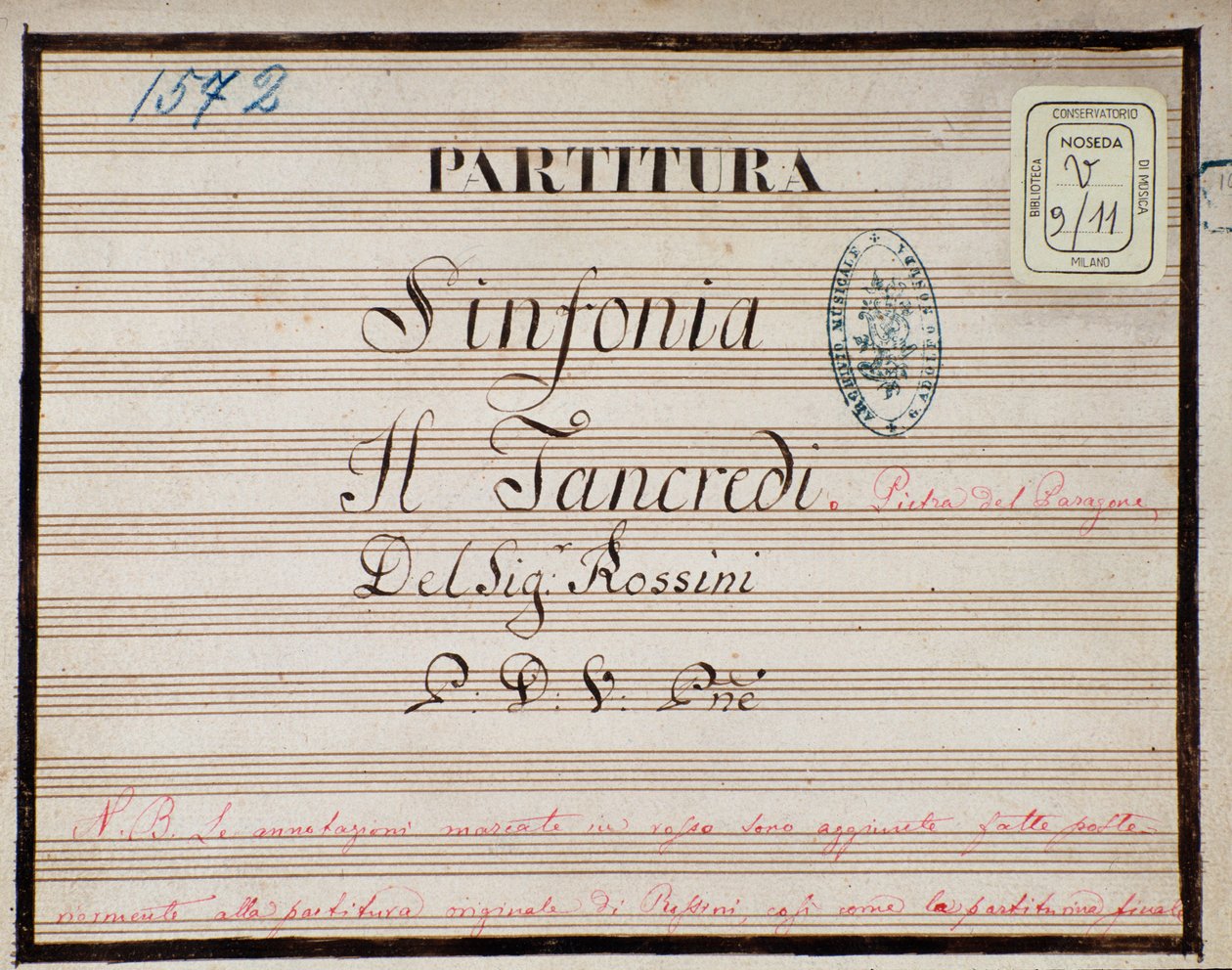 Partitura reducida para piano de Tancredi, ópera de Gioacchino Rossini de Gioachino Rossini