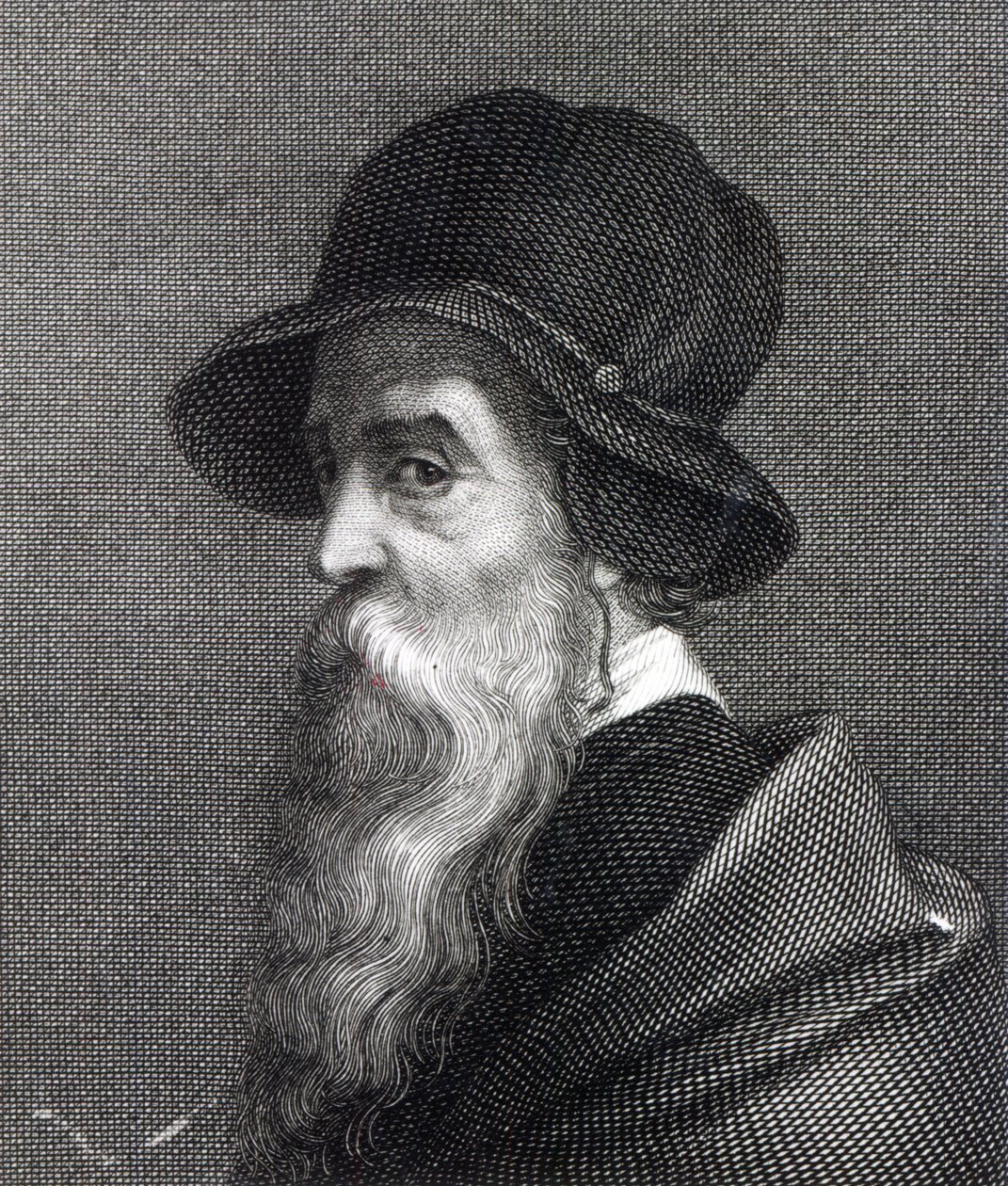 Benvenuto Cellini, grabado por Franz Erich Moritz Steinla de Giorgio Vasari