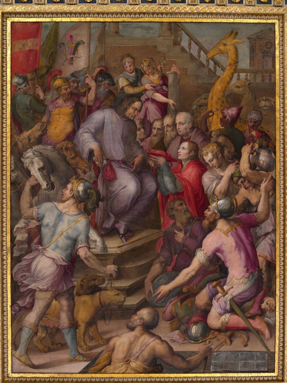 Lorenzo el Magnífico recibe el tributo de los embajadores de Giorgio Vasari