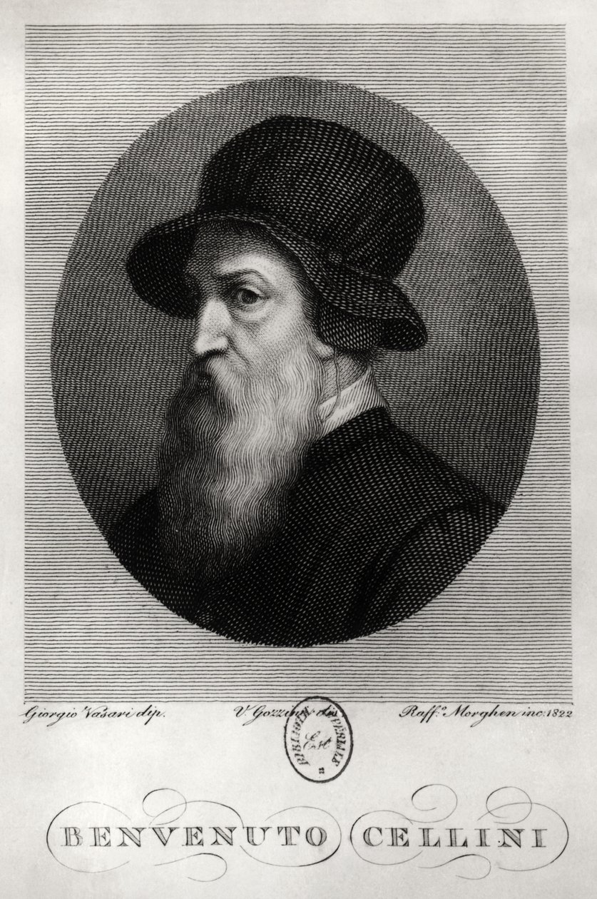 Retrato de Benvenuto Cellini (1500-71) grabado por Rafaello Morghen (1758-1833) 1822 de Giorgio Vasari