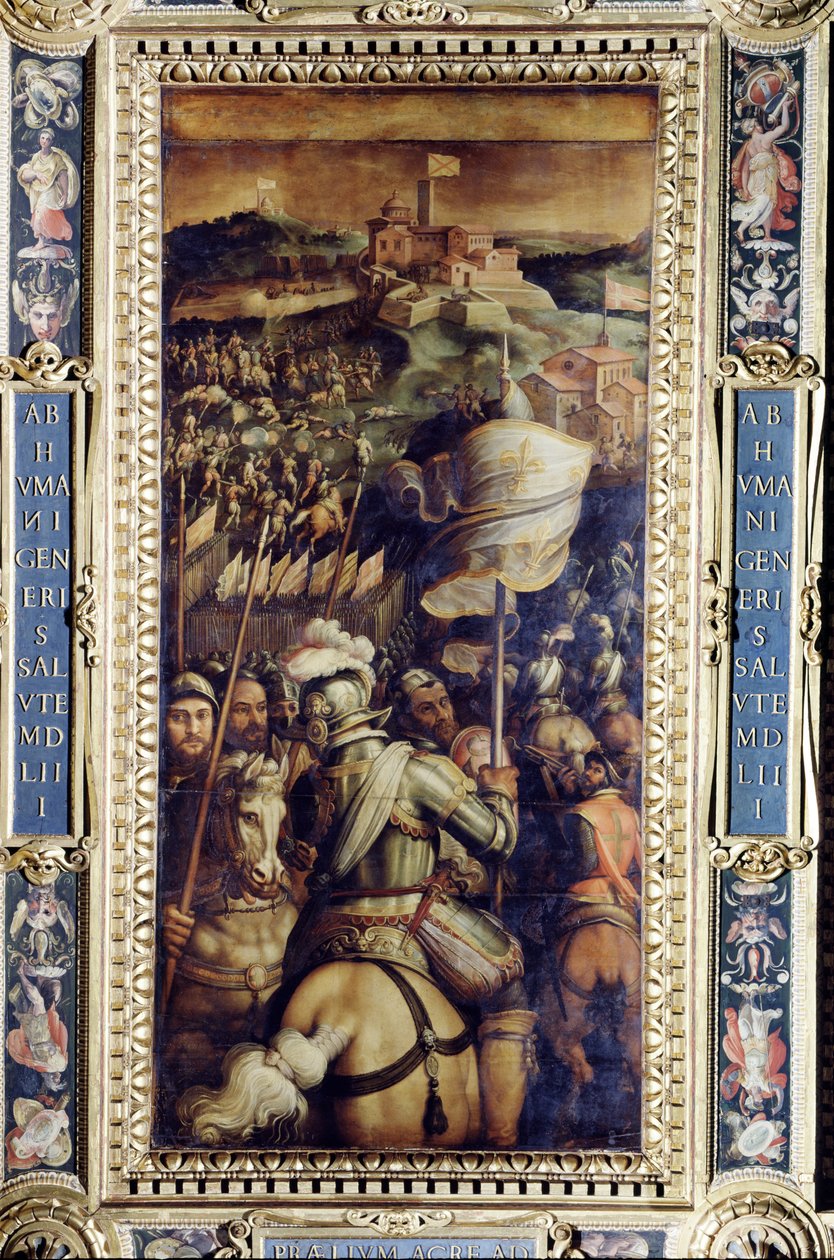 La captura de la fortaleza de Monastero del techo del Salone dei Cinquecento, 1565 de Giorgio Vasari