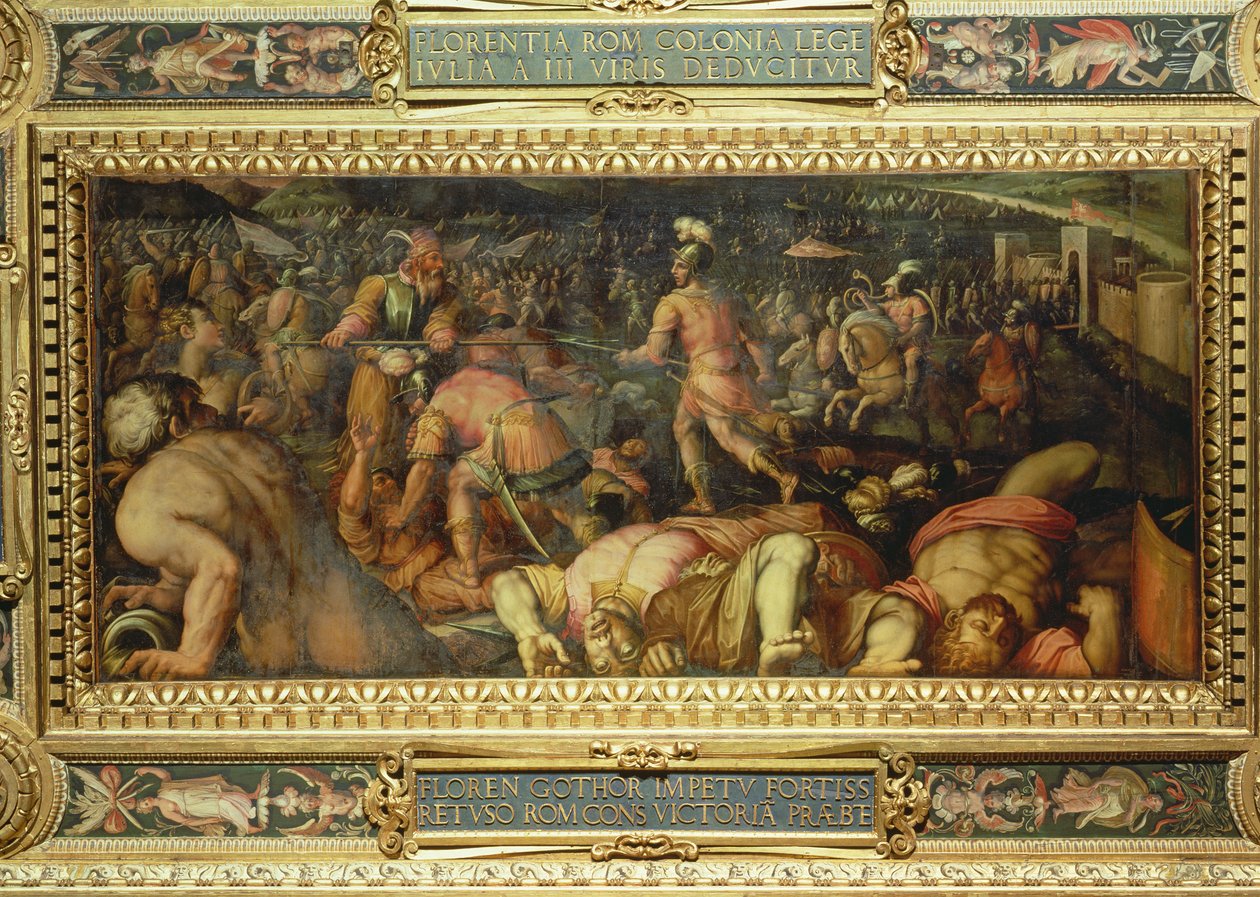 La derrota de Radagasio del techo del Salone dei Cinquecento, 1565 de Giorgio Vasari