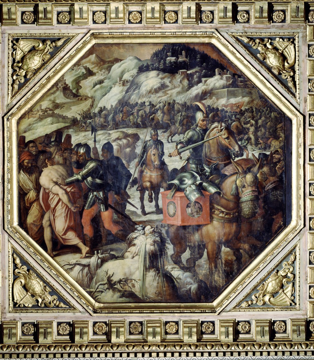 La derrota de los venecianos en el Casentino del techo del Salone dei Cinquecento, 1565 de Giorgio Vasari