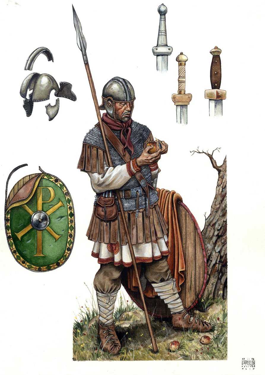 Antigua Roma: soldado de la infantería romana, siglo V o VI. de Giorgio Albertini