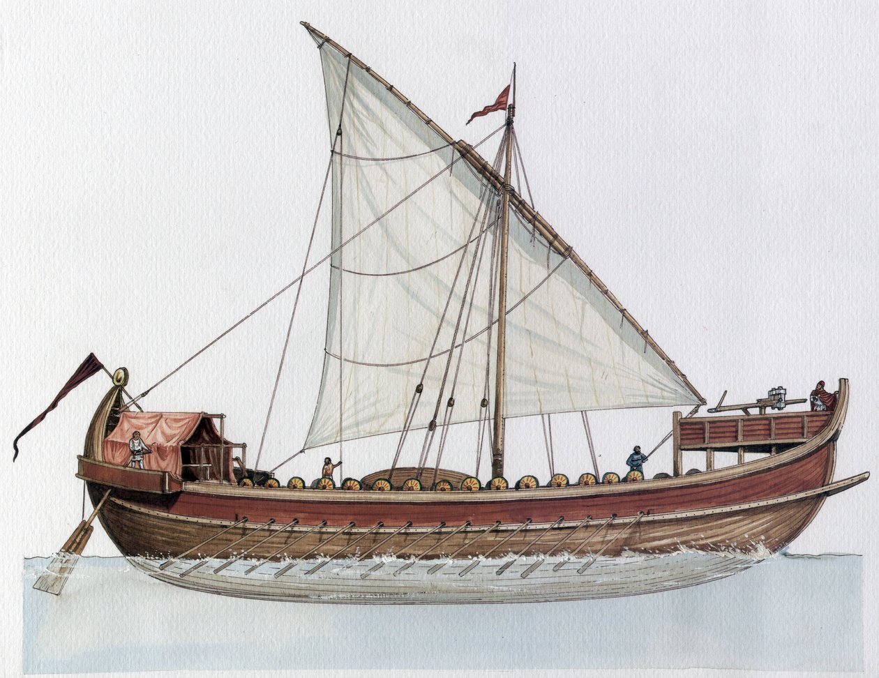 Imperio bizantino: reconstrucción de un dromon, buque de guerra, siglos IX-XI. de Giorgio Albertini