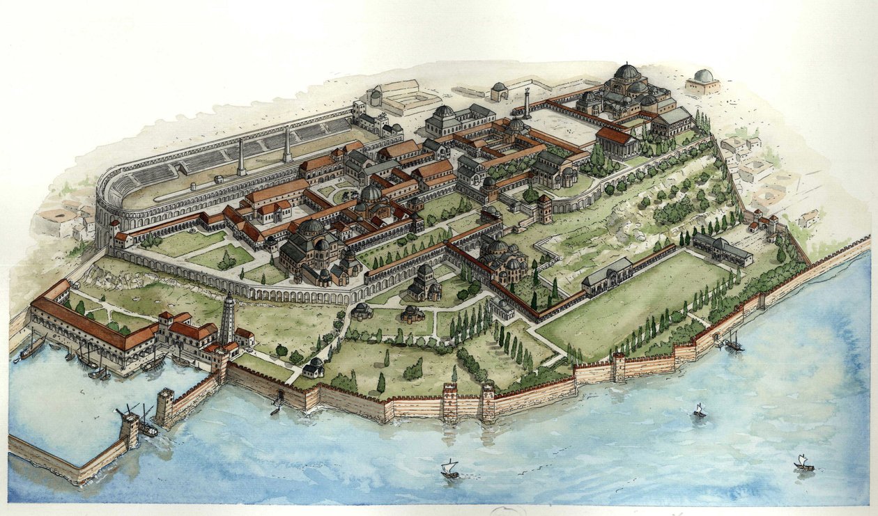 Imperio Bizantino: vista del Palacio Imperial de Constantinopla, de Giorgio Albertini
