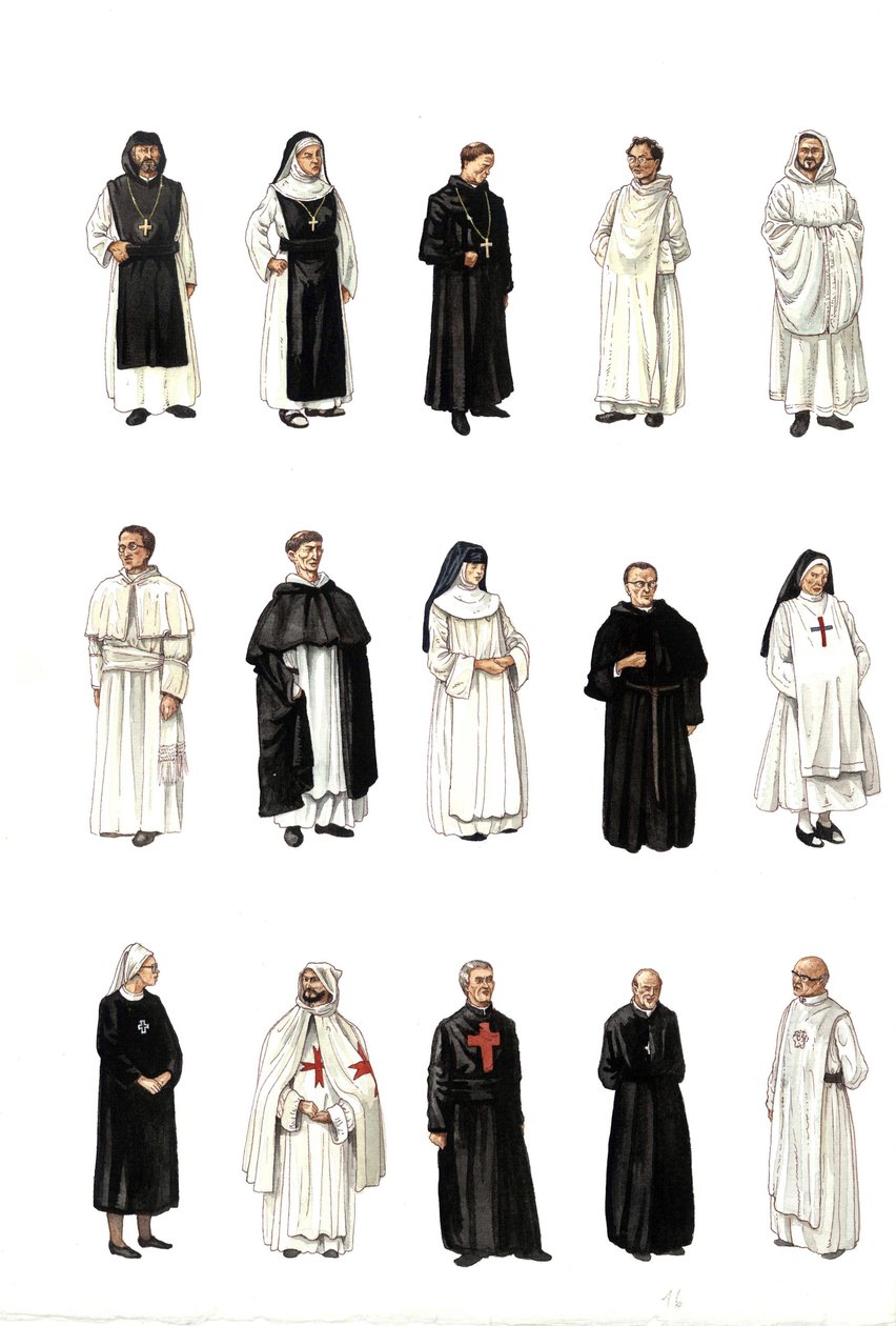 Trajes y vestidos de monjas, monjes en diferentes épocas. de Giorgio Albertini